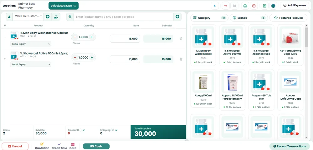 Business software in Uganda: Pharmacy POS dashboard by Kabalega Technologies